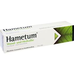 Eine Schachtel Hametum Wund- und Heilsalbe mit grünem Blattmotiv.