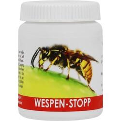 Ein weißer Behälter mit einem Bild einer Wespe und rotem Schriftzug "WESPEN-STOPP".