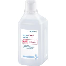 Eine weiße Flasche mit antiseptischer Flüssigkeit.