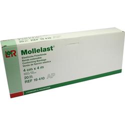 Weiße Schachtel mit elastischen Mullbinden der Marke Mollelast.