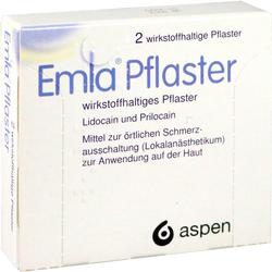 Verpackung von Emla-Pflastern zur örtlichen Betäubung auf der Haut.