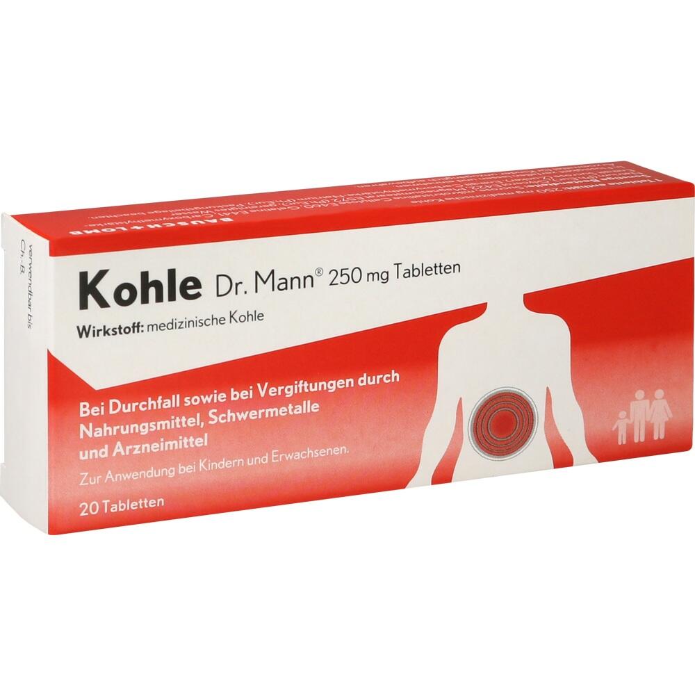 Rote Verpackung von Kohletabletten bei Durchfall und Vergiftungen.